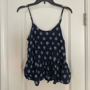 Old Navy Dark Blue Tank Top Floral Decals Women's XS / Extra Small